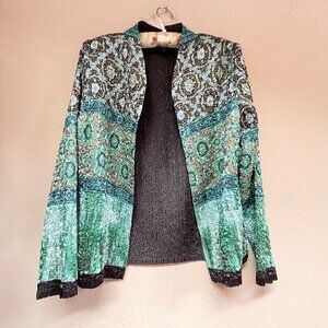 Tania Nardi Women Textured Crinkle Open Front Blazer Jacket Small Lightweight